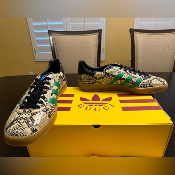 New Gucci x Adidas Gazelle Python Print Leather Sneaker Shoes UK 11.5 / US 12 - Picture 10 of 16